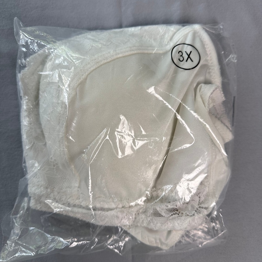 Rhonda Shear Lace Bra 3X White Comfort Support Wireless Stretch Everyday HSN - Picture 8 of 8